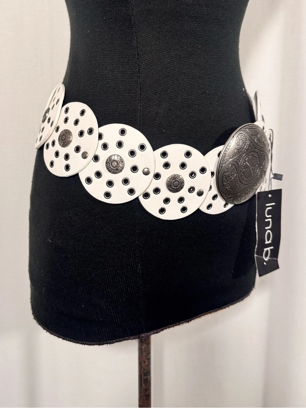 Luna B White Western Concho Belt